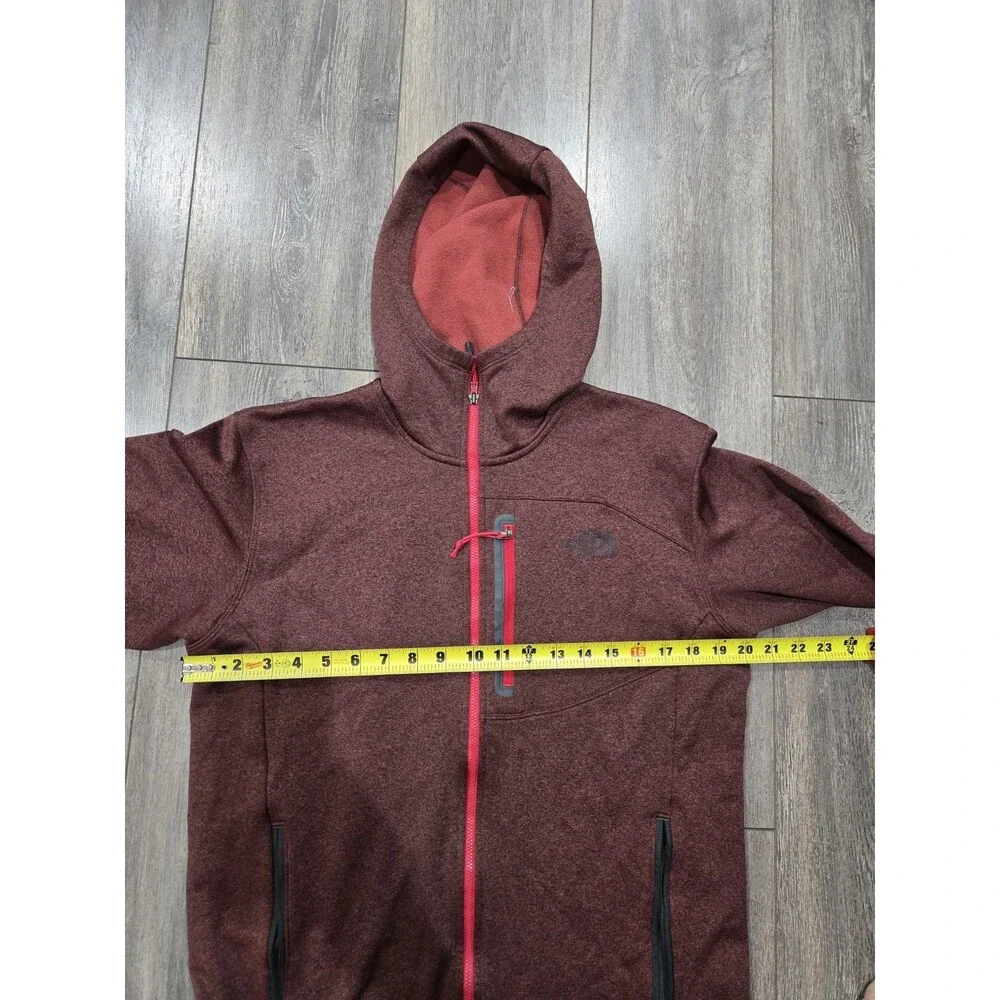 The North Face Mens M Burgundy Heather Full Zip Hooded Fleece Jacket